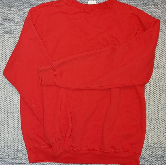Mens Used Gildan Sz M Bright Red Sweatshirt w/ Logo - Picture 2 of 2
